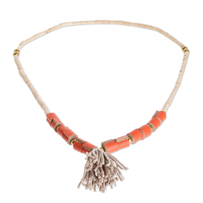 Beaded Pendant Necklace with Hematite