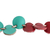 Leather strand necklace, 'Bright Stepping Stones' - Red and Aqua Leather Necklace