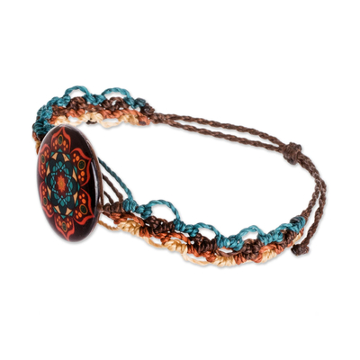 Macrame wristband bracelet, 'Mandala Magic' - Mandala Motif Macrame Bracelet
