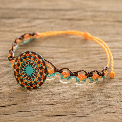 Macrame wristband bracelet, 'Harmonious Mandala' - Artisan Crafted Mandala Bracelet