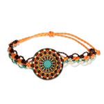 Macrame wristband bracelet, 'Harmonious Mandala' - Artisan Crafted Mandala Bracelet