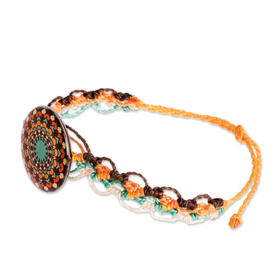 Macrame wristband bracelet, 'Harmonious Mandala' - Artisan Crafted Mandala Bracelet