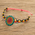 Macrame wristband bracelet, 'Peacock Mandala' - Mandala Motif Macrame Bracelet thumbail