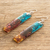 Recycled glass dangle earrings, 'Magic Colors' - Eco-friendly Dangle Earrings (image 2b) thumbail