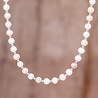 Collar de perlas cultivadas, 'Subtle Rose' - Collar de perlas cultivadas rosas y blancas