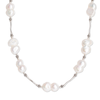 Cultured pearl link necklace, 'Baroque Beauty' - Baroque Cultured Pearl Necklace
