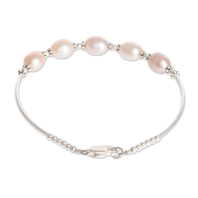 pulsera con colgante de perlas cultivadas - Pulsera de perlas cultivadas rosas