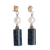 Pendientes colgantes de lapislázuli y perlas cultivadas - Aretes de perlas cultivadas y lapislázuli con detalles dorados