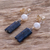 Pendientes colgantes de lapislázuli y perlas cultivadas - Aretes de perlas cultivadas y lapislázuli con detalles dorados