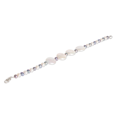 Cultured pearl beaded bracelet, 'Coin of the Realm' - Cultured Coin Pearl Bracelet