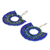 Glass beaded dangle earrings, 'Blue Half Moon' - Hand Beaded Blue Circular Dangle Earrings from Costa Rica