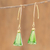 Crystal dangle earrings,'Green Bells' - Light Green Crystal Dangle Earrings with Gold Plating (image 2) thumbail