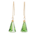 Crystal dangle earrings,'Green Bells' - Light Green Crystal Dangle Earrings with Gold Plating thumbail