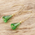 Crystal dangle earrings,'Green Bells' - Light Green Crystal Dangle Earrings with Gold Plating (image 2b) thumbail