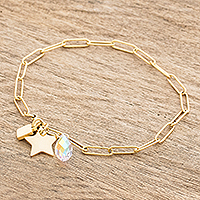 Gold plated charm bracelet, 'Brilliant Star' - Star Motif Charm Bracelet