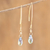 Gold plated dangle earrings, 'Iridescent Raindrops' - Blue Cubic Zirconia Teardrop Earrings on 18K Plated Hooks (image 2) thumbail