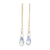 Gold plated dangle earrings, 'Iridescent Raindrops' - Blue Cubic Zirconia Teardrop Earrings on 18K Plated Hooks thumbail