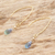 Gold plated dangle earrings, 'Iridescent Raindrops' - Blue Cubic Zirconia Teardrop Earrings on 18K Plated Hooks (image 2b) thumbail