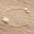 Gold plated pendant bracelet, 'Monstera' - Leaf Motif Gold Plated Bracelet thumbail