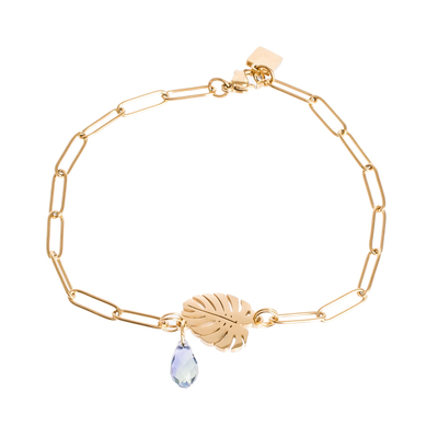 Gold plated pendant bracelet, 'Monstera' - Leaf Motif Gold Plated Bracelet