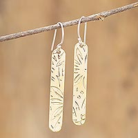 Bronze dangle earrings, 'Petal Patterns' - Handmade Bronze Dangle Earrings