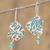 Bronze dangle earrings, 'Petal Patina' - Crystal-Accented Bronze Earrings