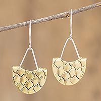Bronze dangle earrings, 'Mermaid Moon' - Handmade Bronze Dangle Earrings