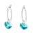 Sterling silver dangle earrings, 'Turquoise Heart' - Hoop Earrings with Blue Crystal thumbail