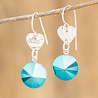 Crystal dangle earrings, 'Crystal Sensation' - Blue Crystal Earrings from Costa Rica