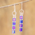 Beaded dangle earrings, 'Iridescent Blue' - Glass Beaded Earrings