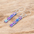 Beaded dangle earrings, 'Iridescent Blue' - Glass Beaded Earrings (image 2b) thumbail
