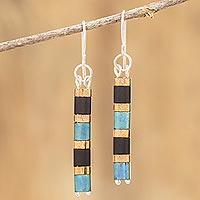 Beaded dangle earrings, 'Monaco Stripe' - Multicoloured Beaded Earrings
