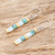 Beaded dangle earrings, 'Turquoise Treasure' - Handmade Bead Dangle Earrings (image 2b) thumbail