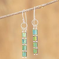 Beaded dangle earrings, 'Emerald Coast'