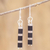 Beaded dangle earrings, 'Crosswalk' - Black and Silver Beaded Earrings (image 2) thumbail