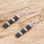 Beaded dangle earrings, 'Crosswalk' - Black and Silver Beaded Earrings (image 2b) thumbail