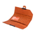 Leather wallet, 'Sweet Orange' - Long Trifold Wallet in Orange Leather