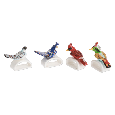 Servilleteros de cerámica (juego de 6) - Servilleteros con forma de pájaro de Guatemala (Juego de 6)