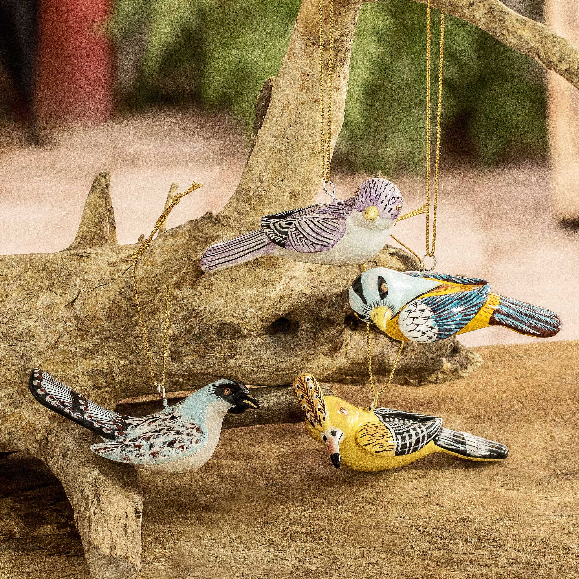 Assorted Bird Ornaments (Set of 4) - Pastel Birds