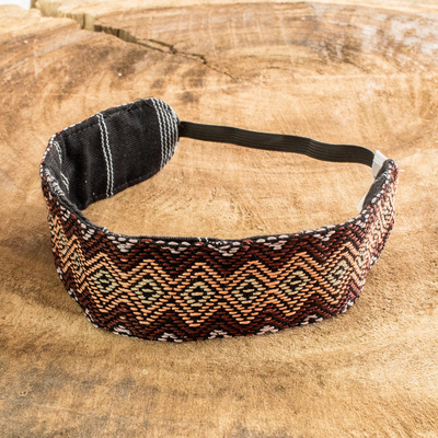Cotton headband, 'Diamond Maze' - Handwoven Cotton Headband from Guatemala