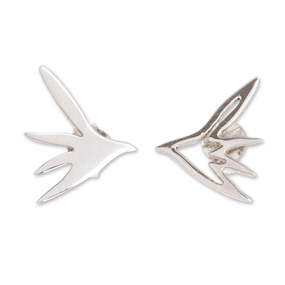 Artisan Crafted Sterling Bird Earrings