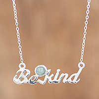 Jade pendant necklace, 'Being Kind'