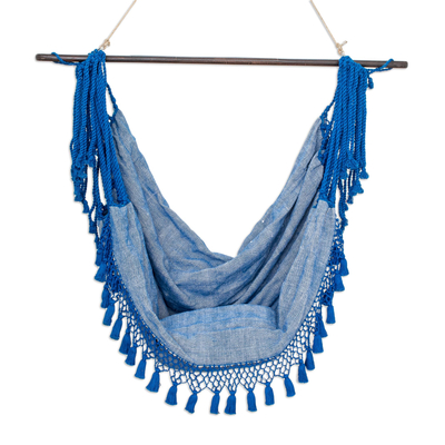 Artisan Crafted Blue Cotton Hammock Chair