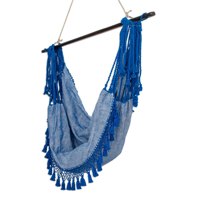 Silla hamaca de algodón - Hamaca artesanal de algodón azul