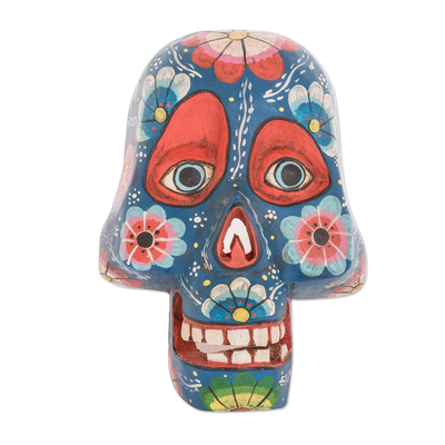 Wood mask, 'Always Remember Me' - Hand Painted Skull Mask