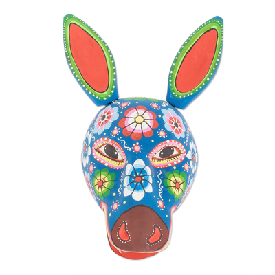 Wood mask, 'Tradition and Color' - Wood Donkey Mask from Guatemala