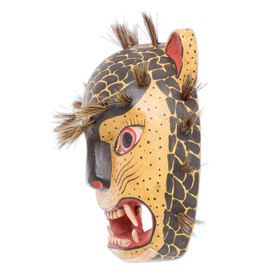 Máscara de madera - Máscara de Jaguar Decorativa de Madera Tallada de Guatemala