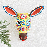 Wood mask, 'Little Donkey' - Folk Art Donkey Mask