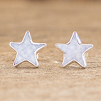 Jade stud earrings, 'Lone Star in Lilac' - Star-Shaped Lilac Jade Earrings
