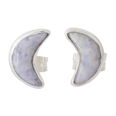 Jade stud earrings, 'Moon Crescent in Lilac' - Lilac Jade Moon Earrings